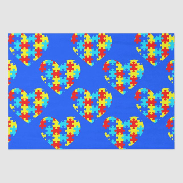 Autism Awareness Puzzle Piece Heart Tissue Paper (Front)