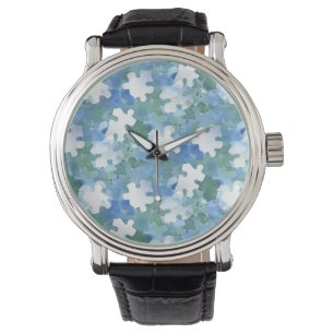 Autism Awareness Puzzle Piece Keychain Watch