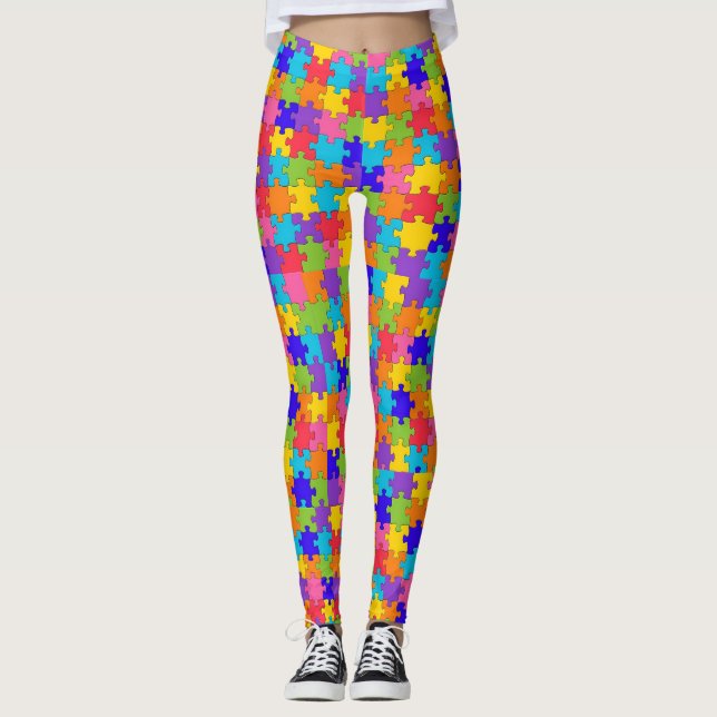 Autism Awareness Puzzle Piece Leggings (Front)