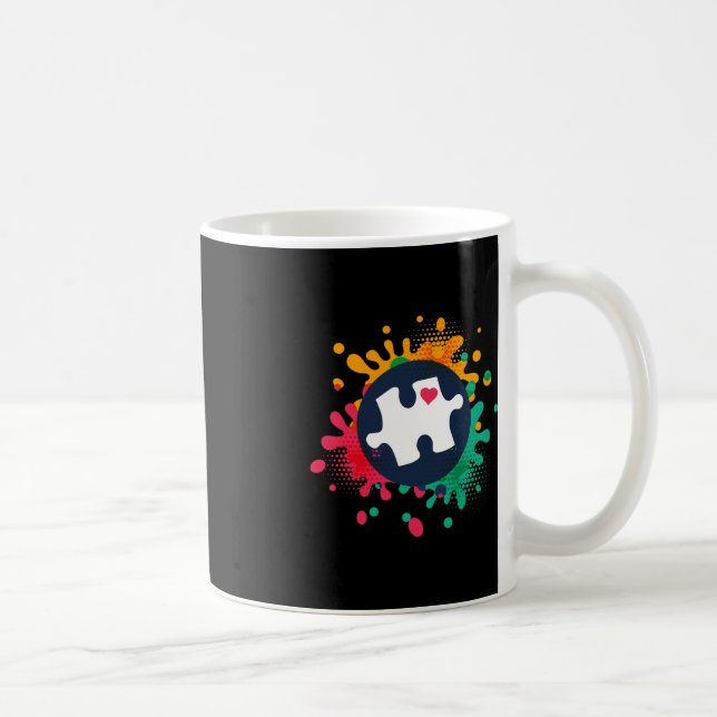 Autism Awareness Puzzle Piece Love Autistic Suppor Coffee Mug (Right)