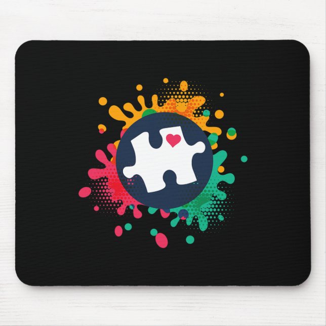Autism Awareness Puzzle Piece Love Autistic Suppor Mouse Mat (Front)