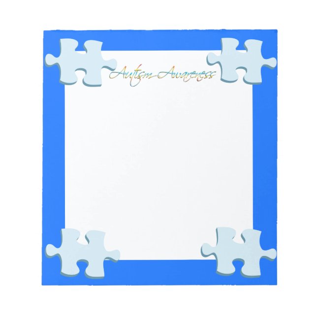 Autism Awareness Puzzle Piece Notepad (Front)