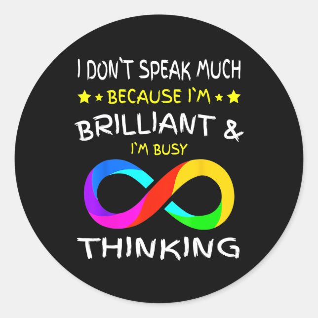 Autism Awareness Puzzle Piece Rainbow Infinity Aut Classic Round Sticker (Front)