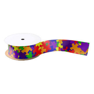Autism Awareness Puzzle Piece Ribbon Satin Ribbon
