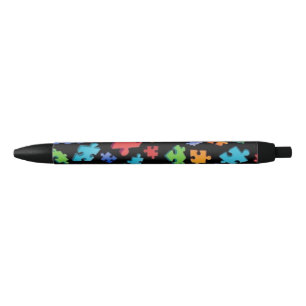 Autism Awareness Puzzle Pieces Black Ink Pen