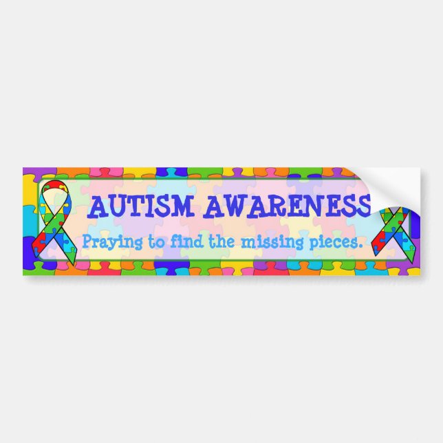 Autism Awareness Puzzle Pieces Bumper Sticker (Front)