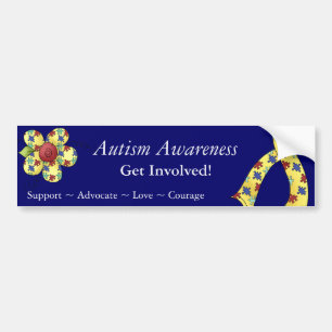 Autism Awareness Puzzle Pieces Flower Design Bumper Sticker