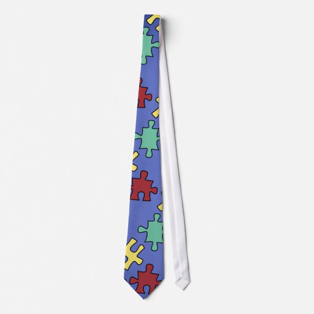 Autism Awareness Puzzle Pieces Tie (Front)