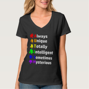 Autism Awareness Puzzle Ribbon Month Autistic Spec T-Shirt