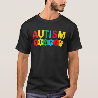 Autism Awareness Puzzle Ribbon Proud Autism Yiayia T-Shirt