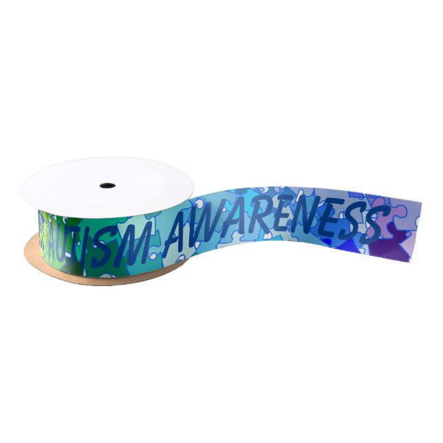 Autism Awareness Puzzle Ribbon Satin Ribbon (Spool)