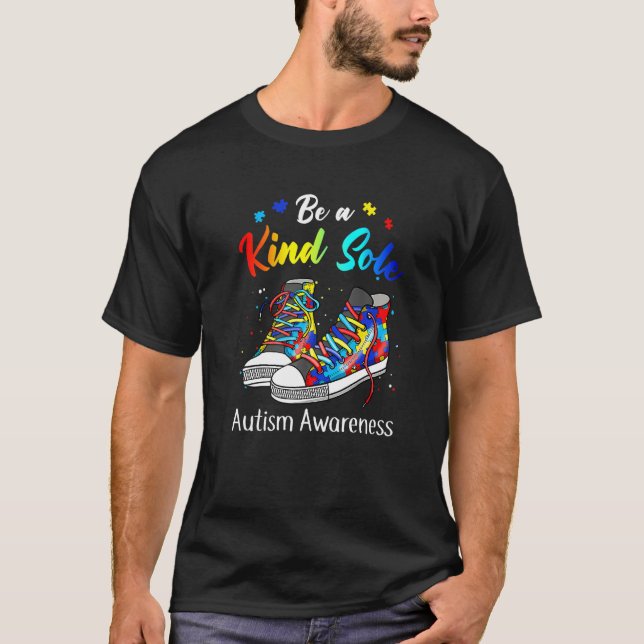 Autism Awareness Puzzle Shoes Be A Kind Sole Autis T-Shirt (Front)