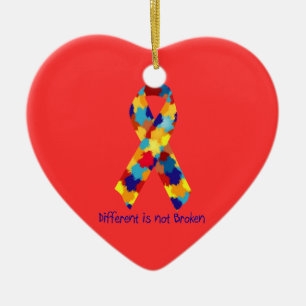 Autism Awareness Puzzle Support Ribbon Ceramic Tree Decoration