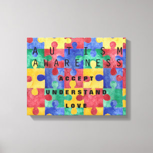 Autism Awareness puzzle wrapped canvas