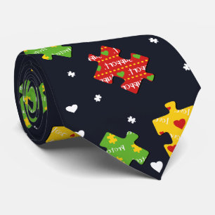 Autism Awareness Puzzles Pattern Tie