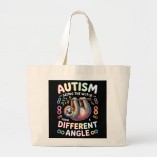Autism Awareness Quote Unique Mind Rainbow Large Tote Bag