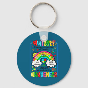 Autism awareness rainbow embrace neurodiversity key ring