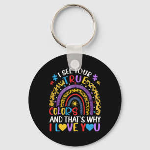 Autism Awareness Rainbow I See Your True Colours P Key Ring