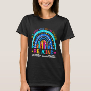 Autism Awareness Rainbow In April We Wear Blue Rib T-Shirt