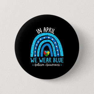 Autism awareness rainbow in april wear blue ribbon 6 cm round badge