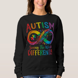 Autism Awareness Rainbow Infinity Feather - Seeing Sweatshirt