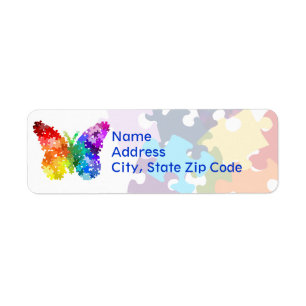 Autism Awareness Rainbow Puzzle Butterfly