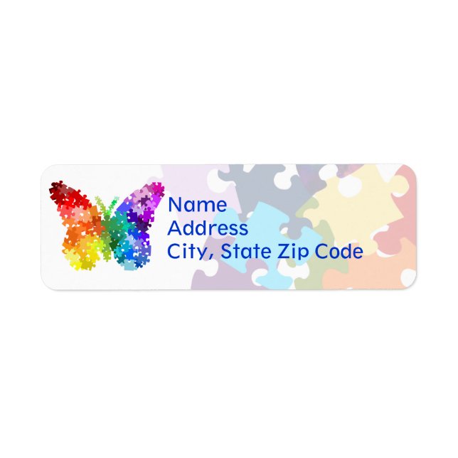 Autism Awareness Rainbow Puzzle Butterfly (Front)