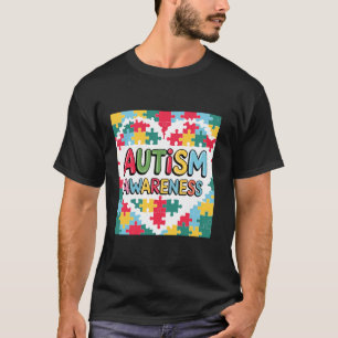 Autism Awareness Rainbow Puzzle Heart Support T-Shirt
