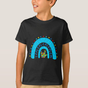 Autism Awareness Rainbow Support Puzzle Love Sign T-Shirt
