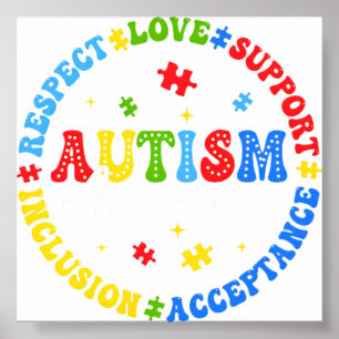 Autism Awareness Respect Love Support Blue Autism  Poster