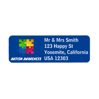 Autism Awareness Return Address Label in Blue