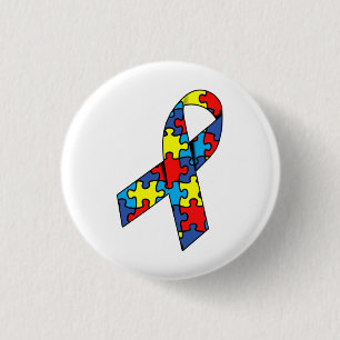 Autism Awareness Ribbon 3 Cm Round Badge