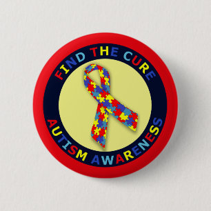 Autism Awareness Ribbon 6 Cm Round Badge