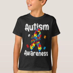 Autism awareness ribbon butterfly puzzle pieces T-Shirt