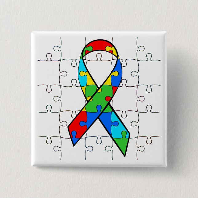 AUTISM AWARENESS RIBBON BUTTON (Front)