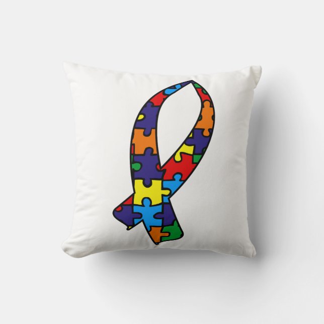 Autism Awareness Ribbon Cushion (Front)