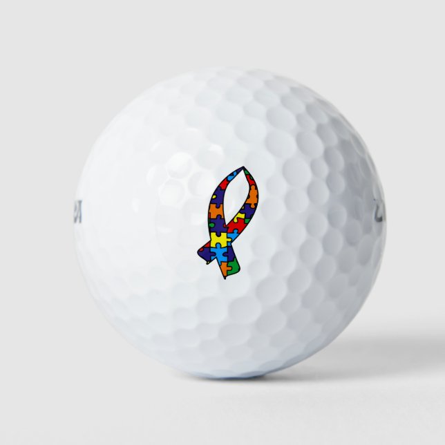 Autism Awareness Ribbon Golf Balls (Front)
