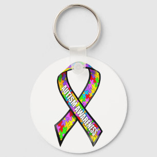Autism awareness ribbon key ring