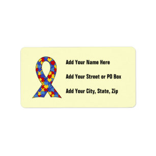 Autism Awareness  Ribbon Label