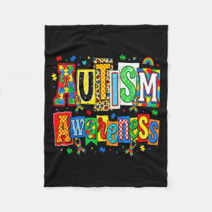 Autism awareness ribbon puzzle autism support fleece blanket