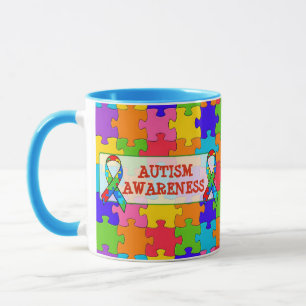 Autism Awareness Ribbon Puzzle Pieces Mug