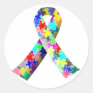 Autism Awareness Ribbon Round Stickers Sheets