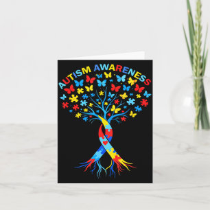 Autism Awareness Ribbon Tree With Butterfly Puzzle Card