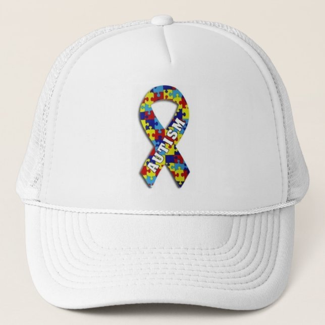 Autism Awareness Ribbon Trucker Hat (Front)