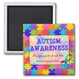 Autism Awareness Ribbons Puzzle Pieces Magnet