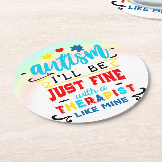 Autism Awareness  Round Coasters (Angled)