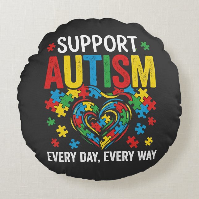 Autism awareness round cushion (Front)