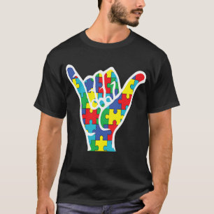 Autism Awareness Shaka Hand Hang Loose Support Aut T-Shirt