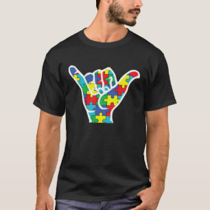 Autism Awareness Shaka Hand Hang Loose Support Aut T-Shirt