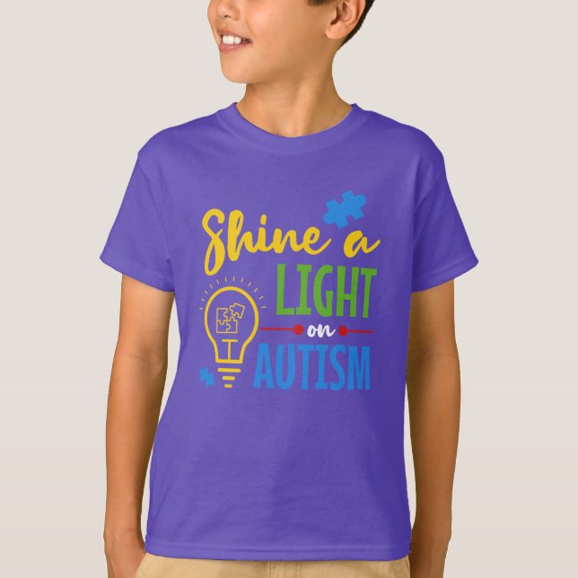 Autism Awareness Shine A Light Support T-Shirt (Front)